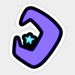 Purple Moon Blue Star Sticker